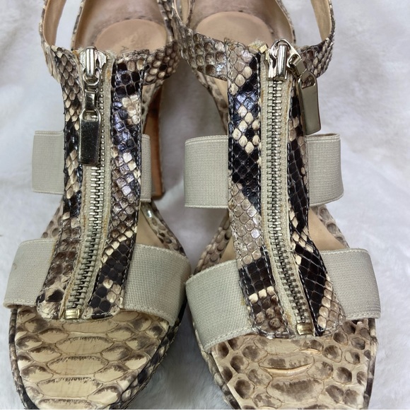 Alexandre Birman Python Snakeskin Platform Zip Heels Snake 7B Sexy Natural - Picture 4 of 11